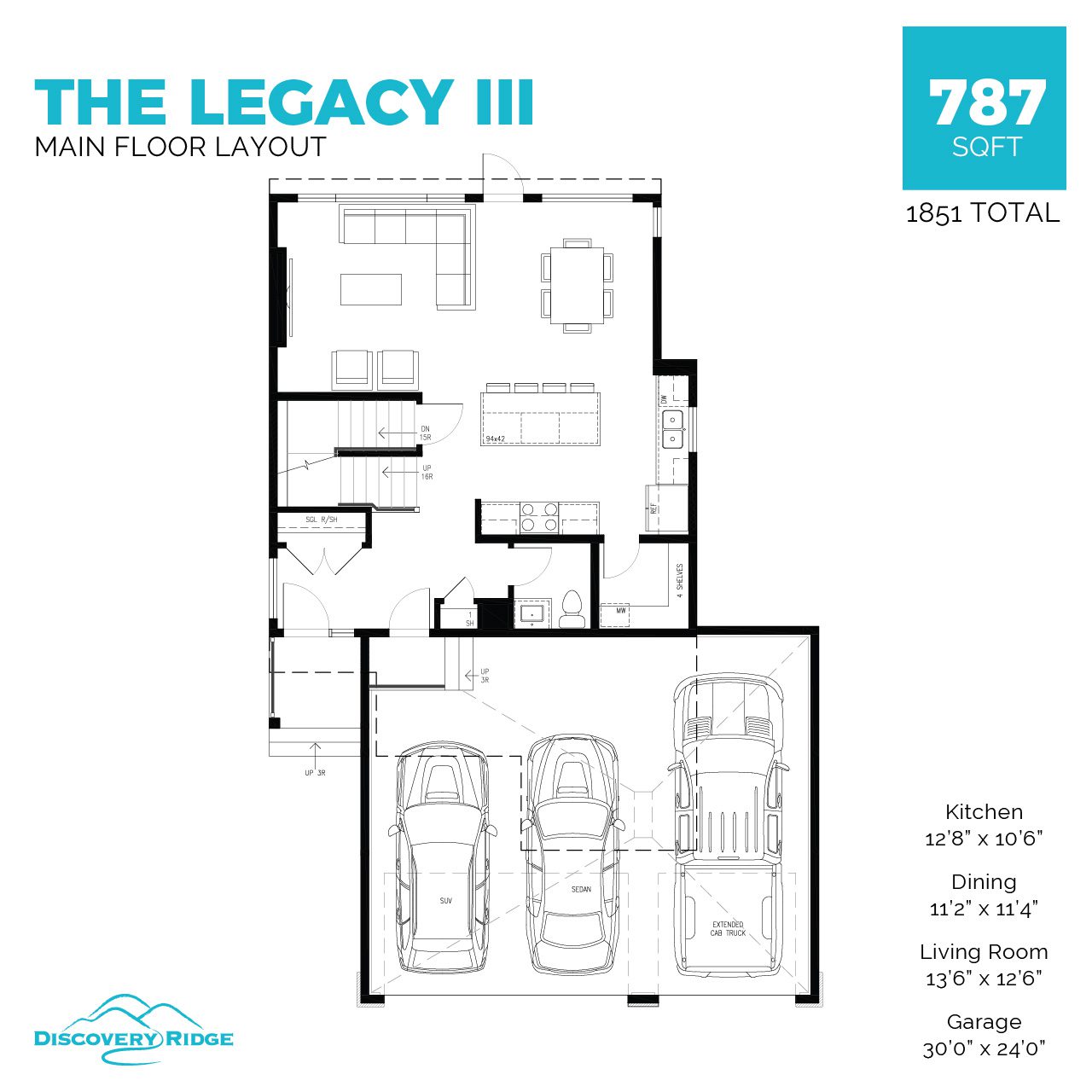 A floor plan in a two-storey home in Pilot Butte.