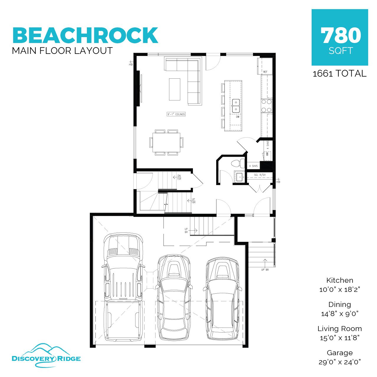 A floor plan for a two-storey home in Pilot Butte.